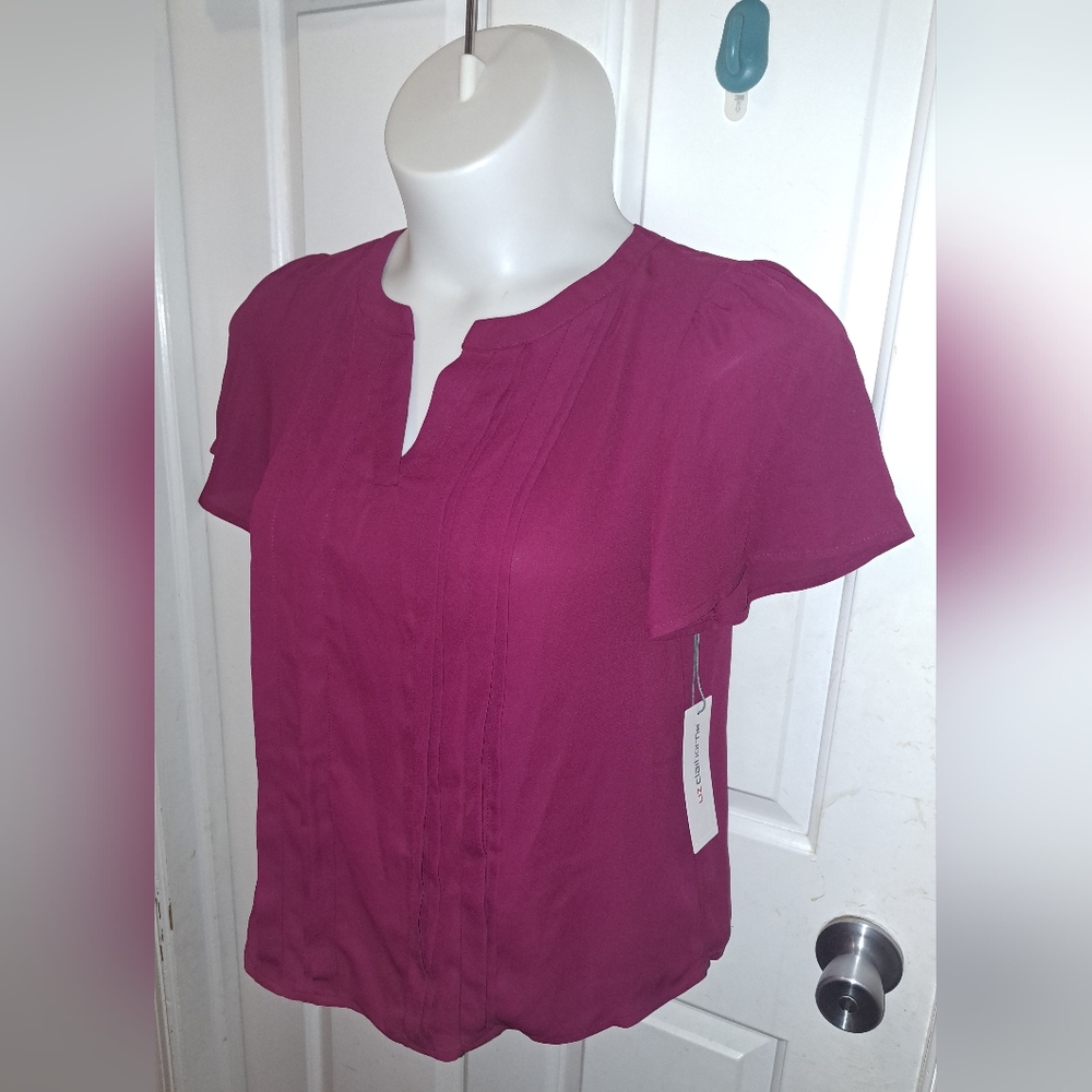 🆕️ Liz Claiborne Madrid Rose Pleated Blouse Size PM